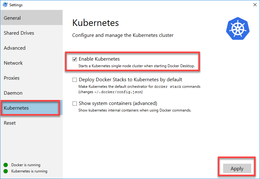 Kubernetes tab